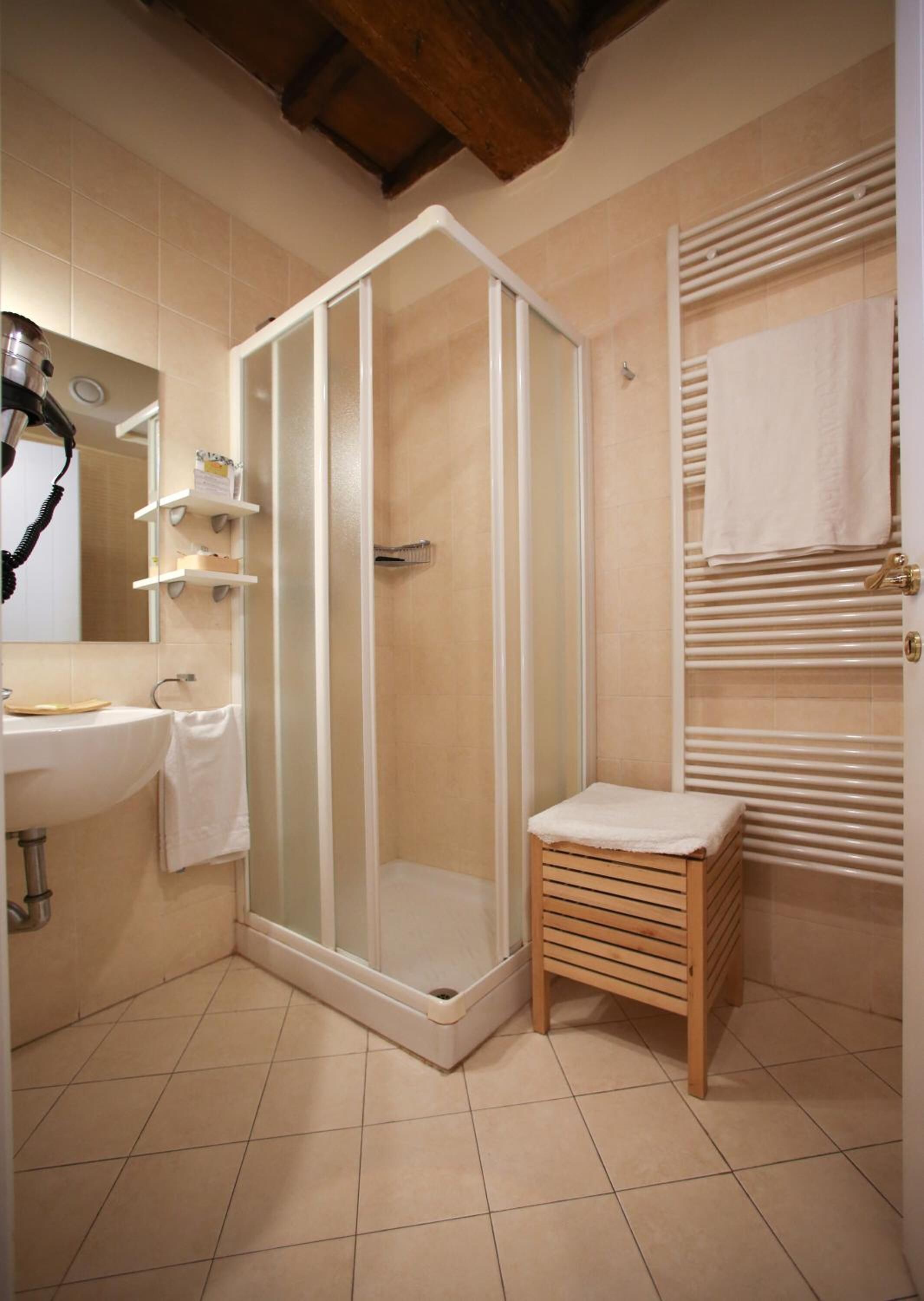 shower, free toiletries, hair dryer, bidet