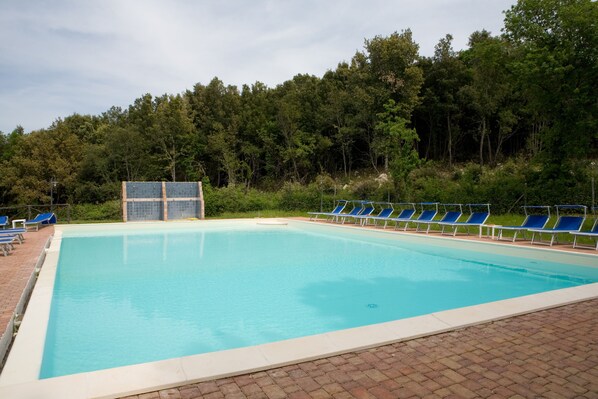 Indoor pool, outdoor pool, sun loungers