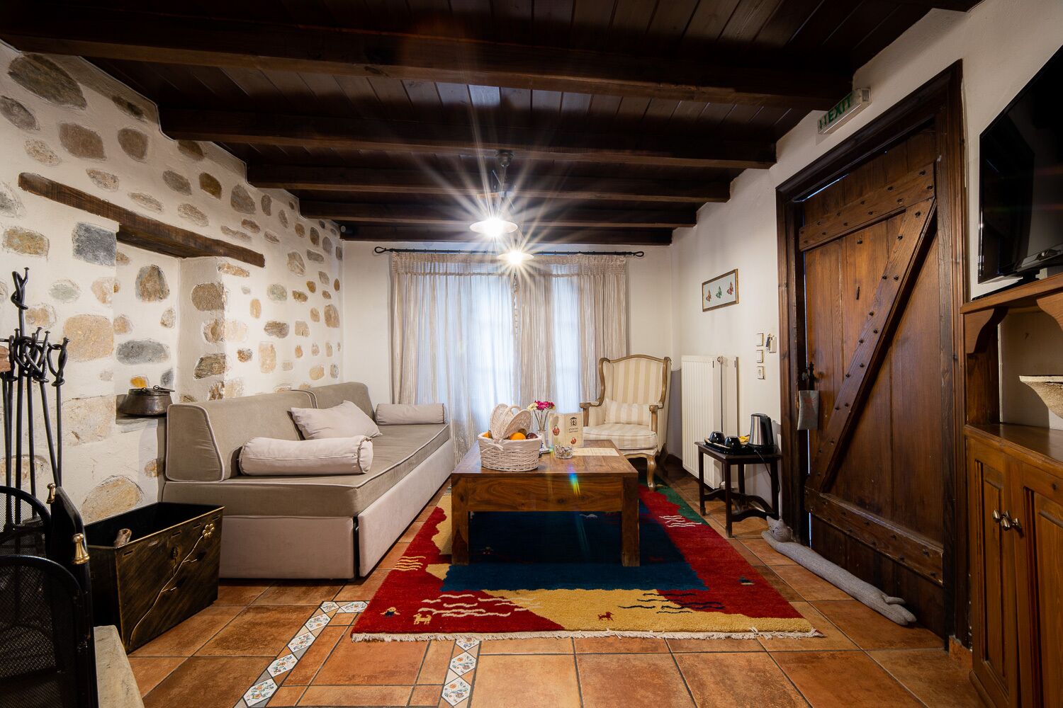 junior suite, fireplace, garden view | 1 bedroom, premium bedding, minibar, iron/ironing board