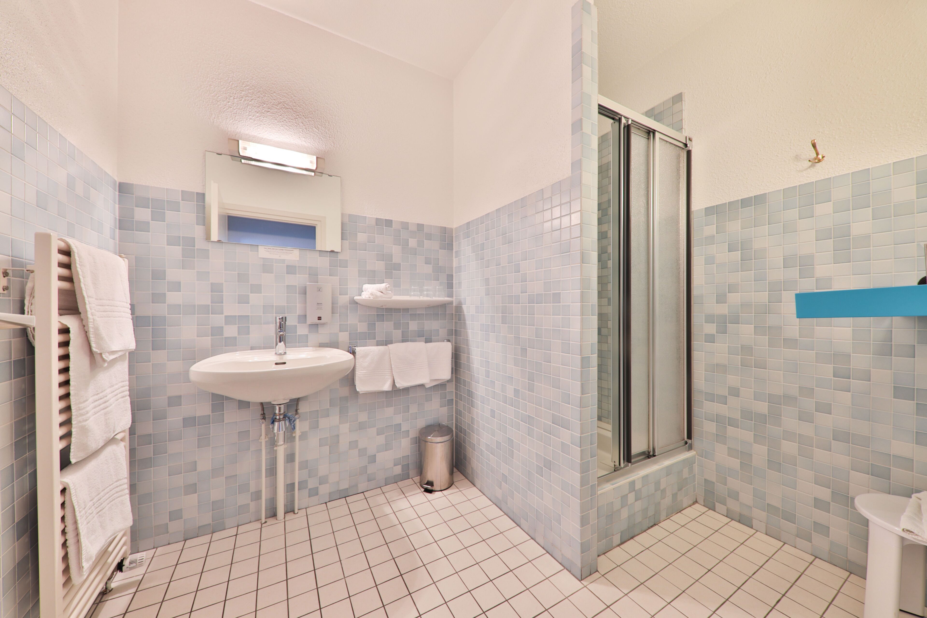 comfort triple room | bathroom | shower, hair dryer, towels