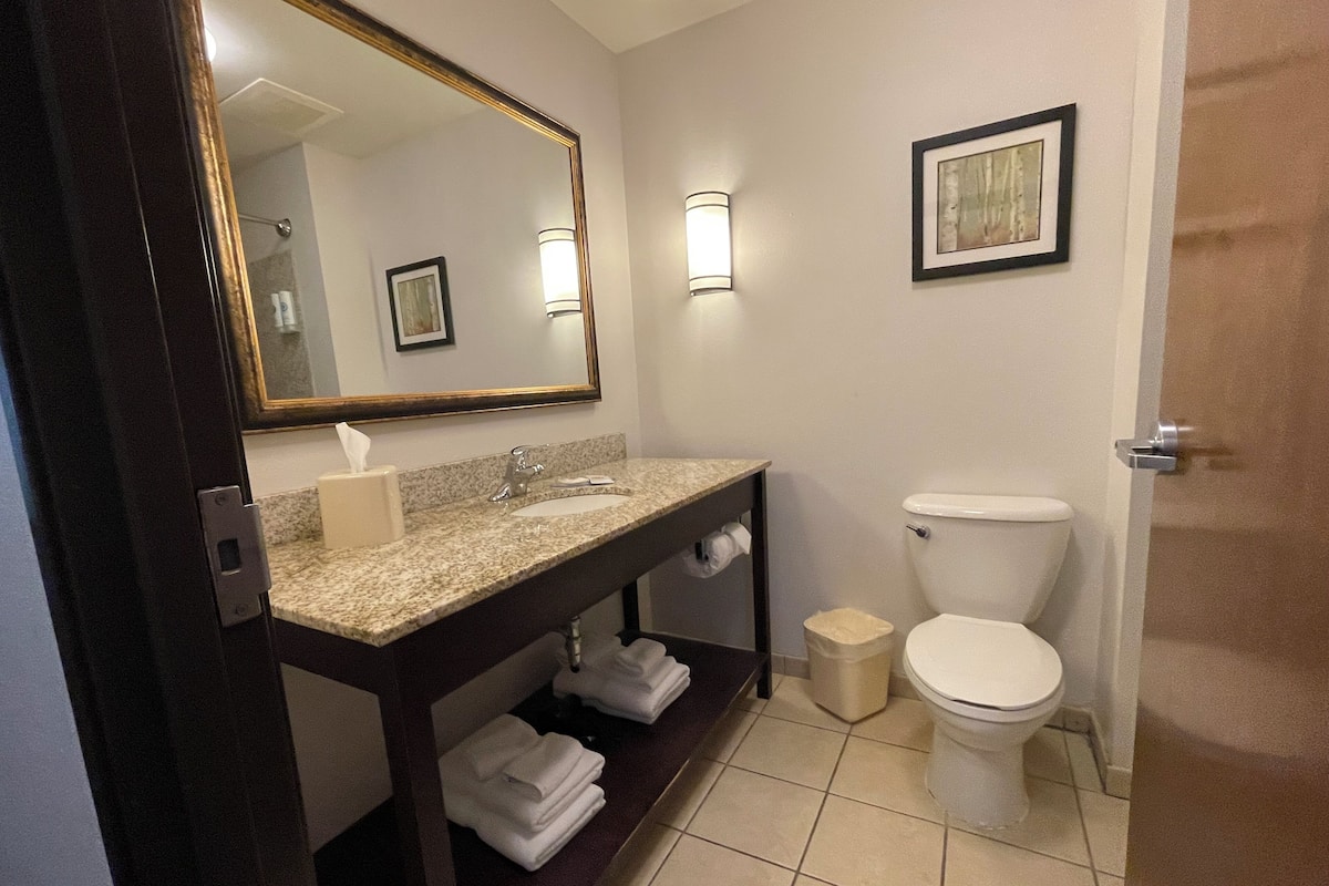 Free toiletries, hair dryer, towels