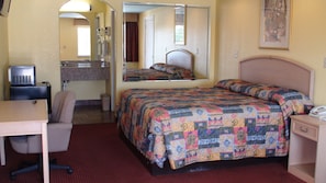 Desk, free WiFi, bed sheets