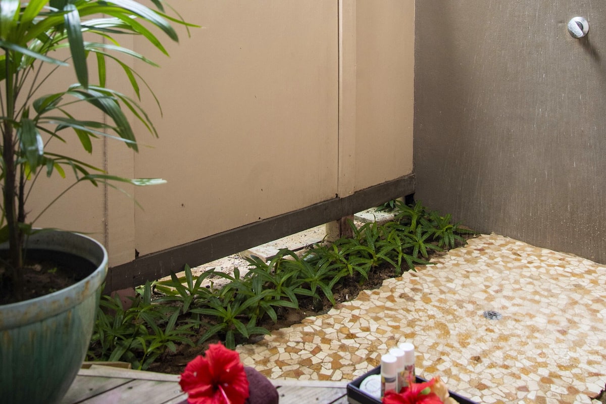 beachfront bure | bathroom | shower, free toiletries, towels