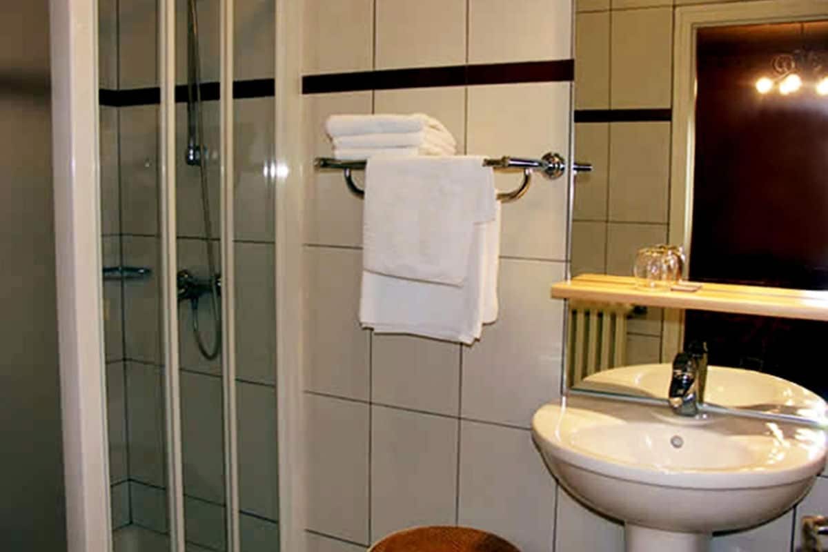 free toiletries, hair dryer, towels