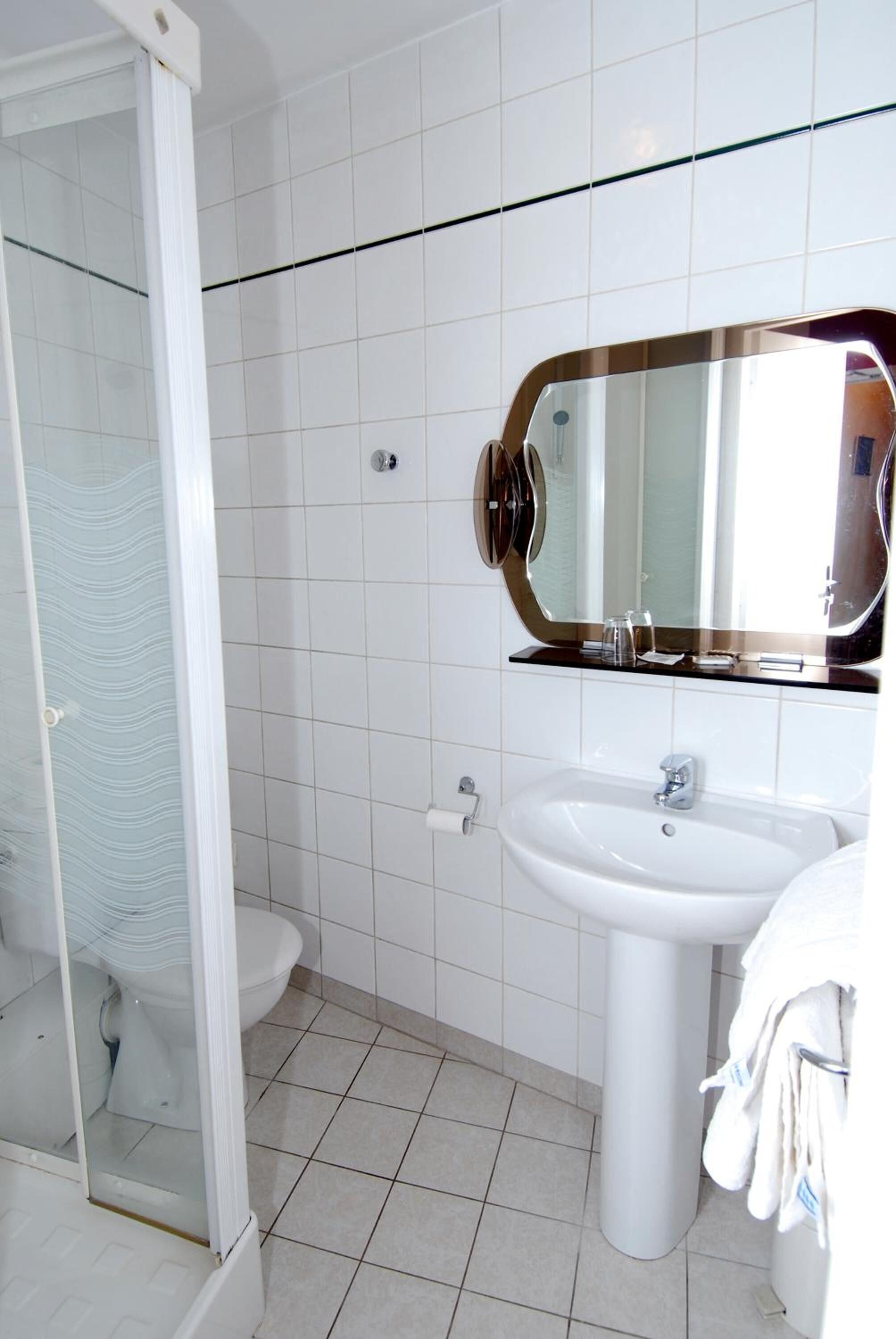 free toiletries, hair dryer, towels