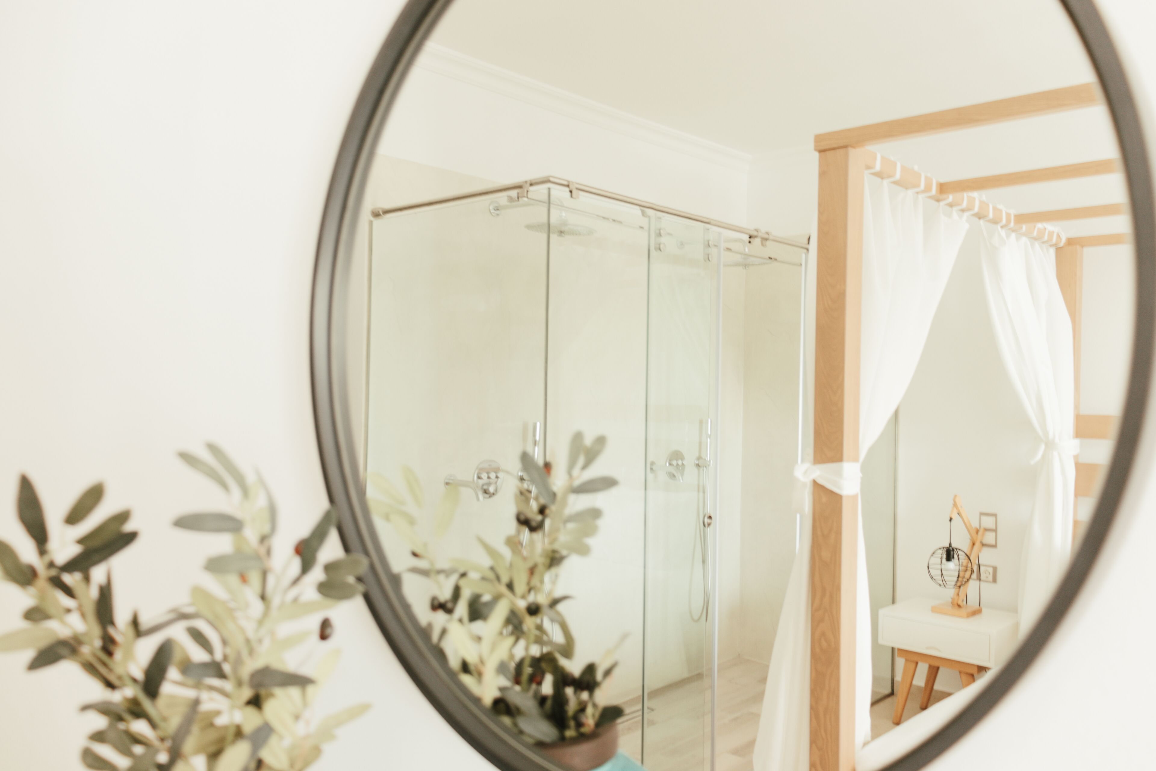 honeymoon suite with in room open walk in shower | premium bedding, minibar, in-room safe, individually furnished