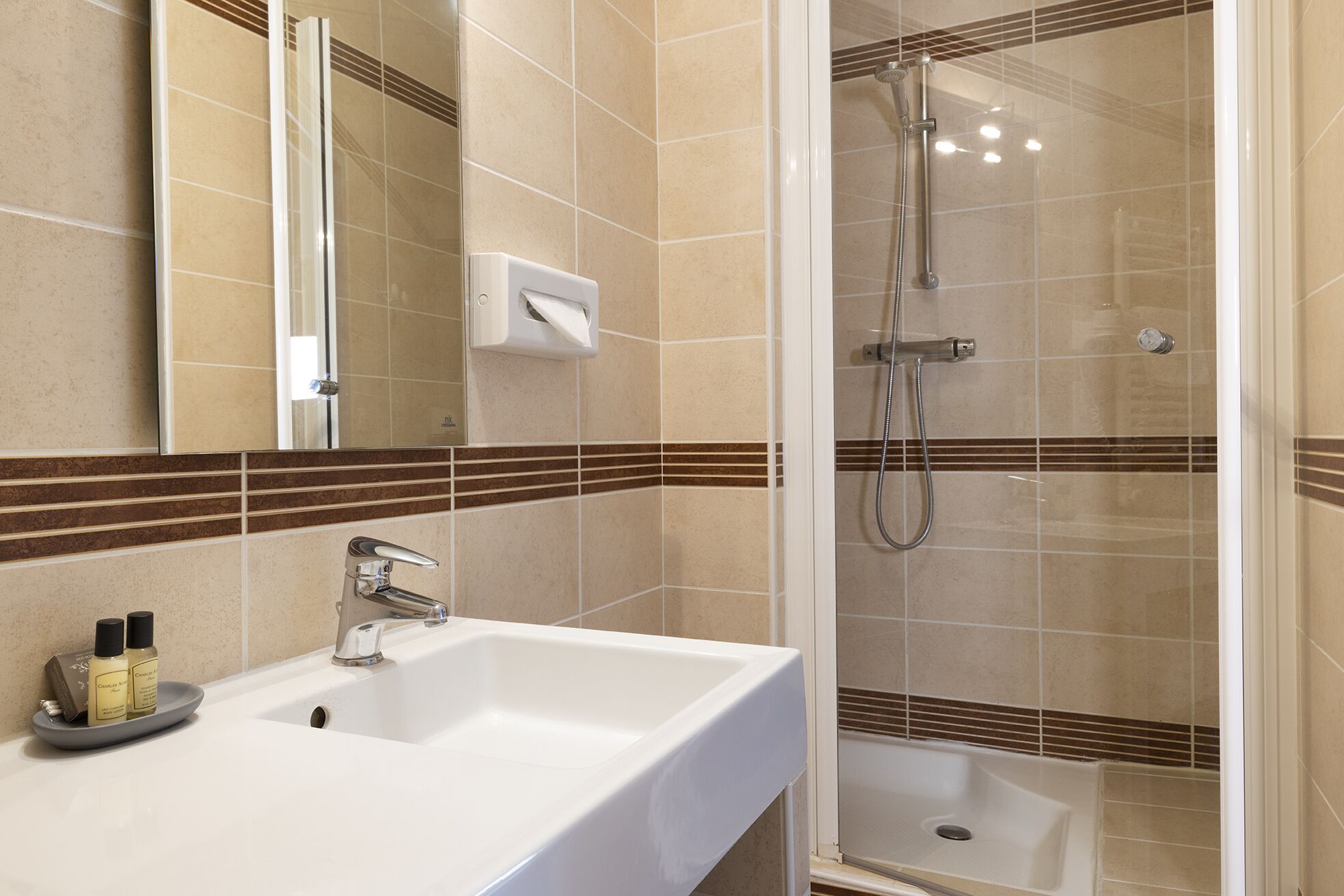 comfort double room | bathroom | shower, hair dryer, towels