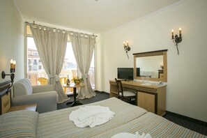 Double Room, Balcony, Partial Sea View | In-room safe, desk, iron/ironing board, free cots/infant beds