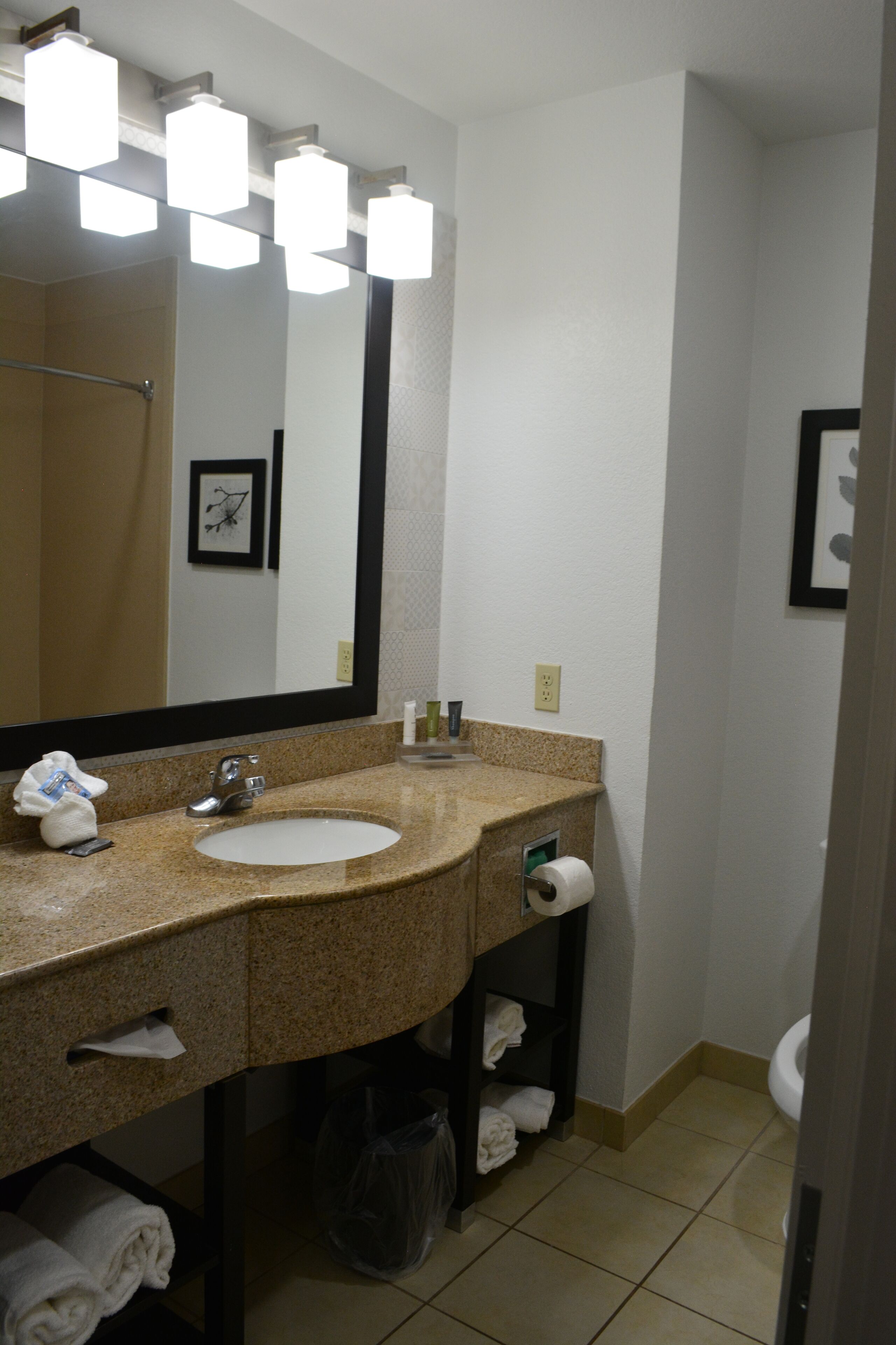 free toiletries, hair dryer, towels