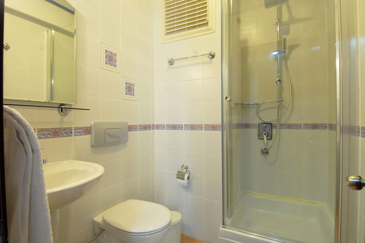 double room | bathroom | shower, hair dryer, towels