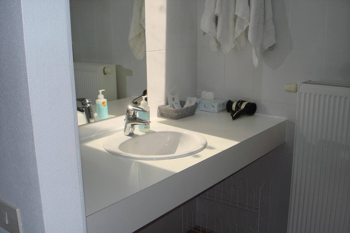 separate bathtub and shower, free toiletries, hair dryer, slippers