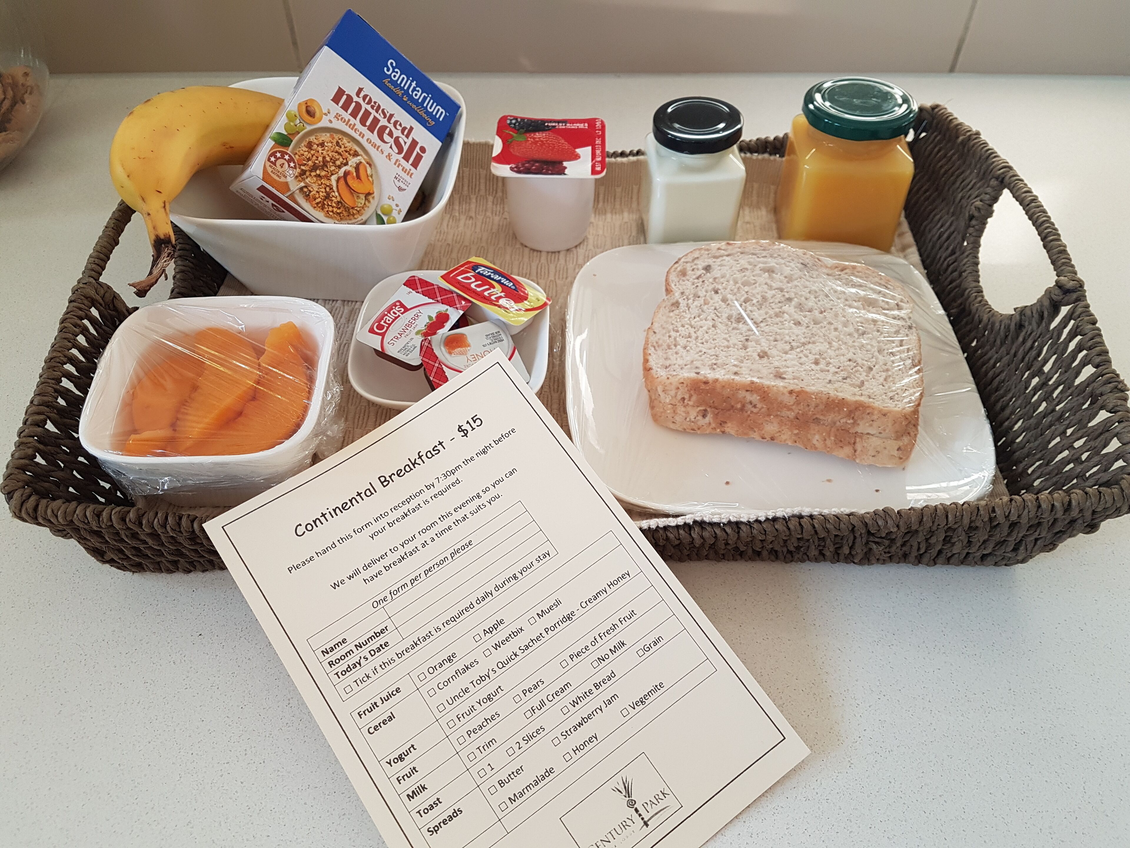 daily continental breakfast (nzd 15 per person)