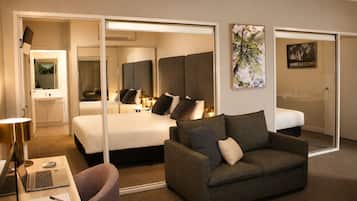 In-room safe, desk, laptop workspace, blackout drapes