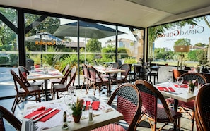 French cuisine, garden views