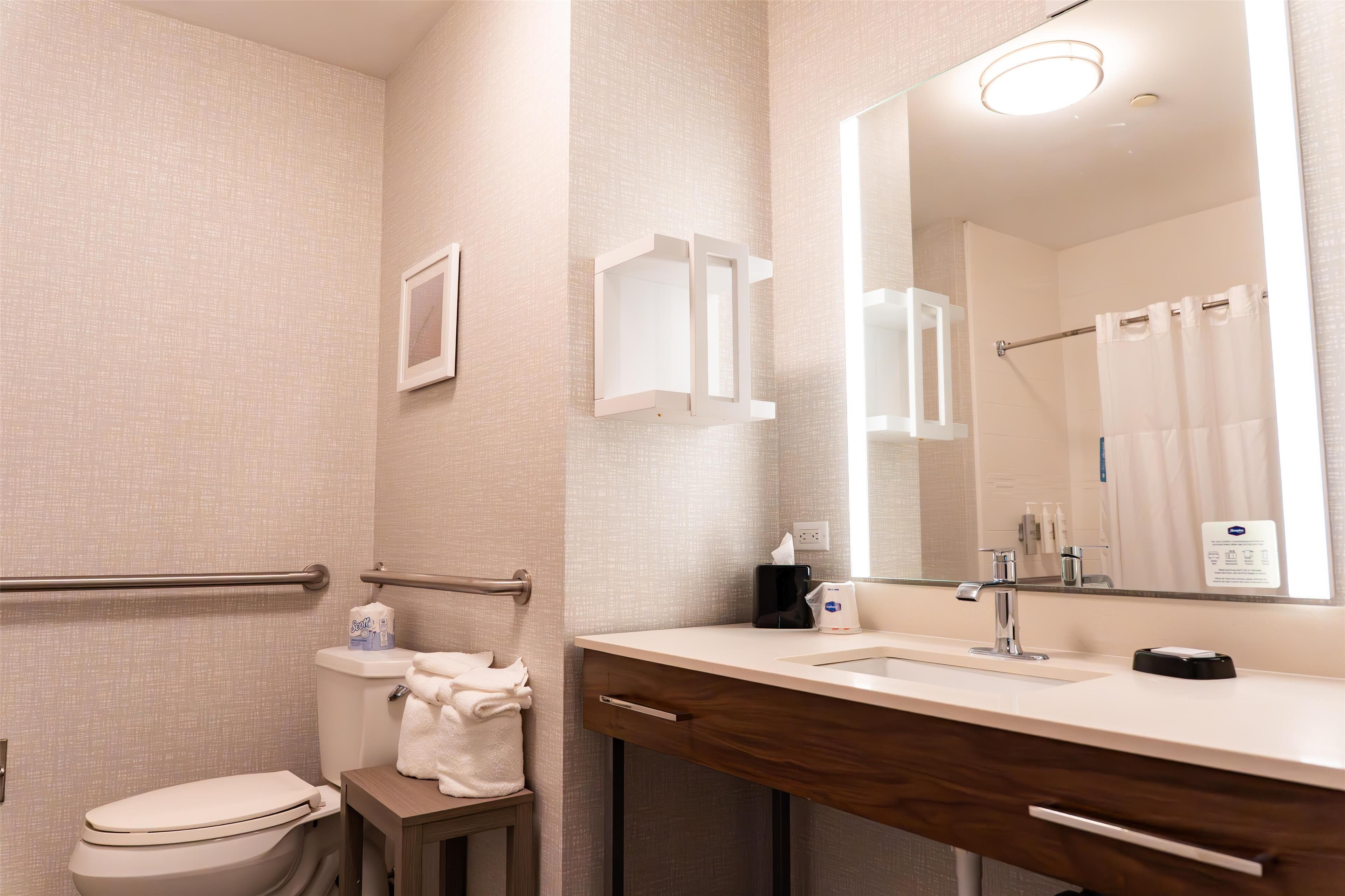 free toiletries, hair dryer, towels