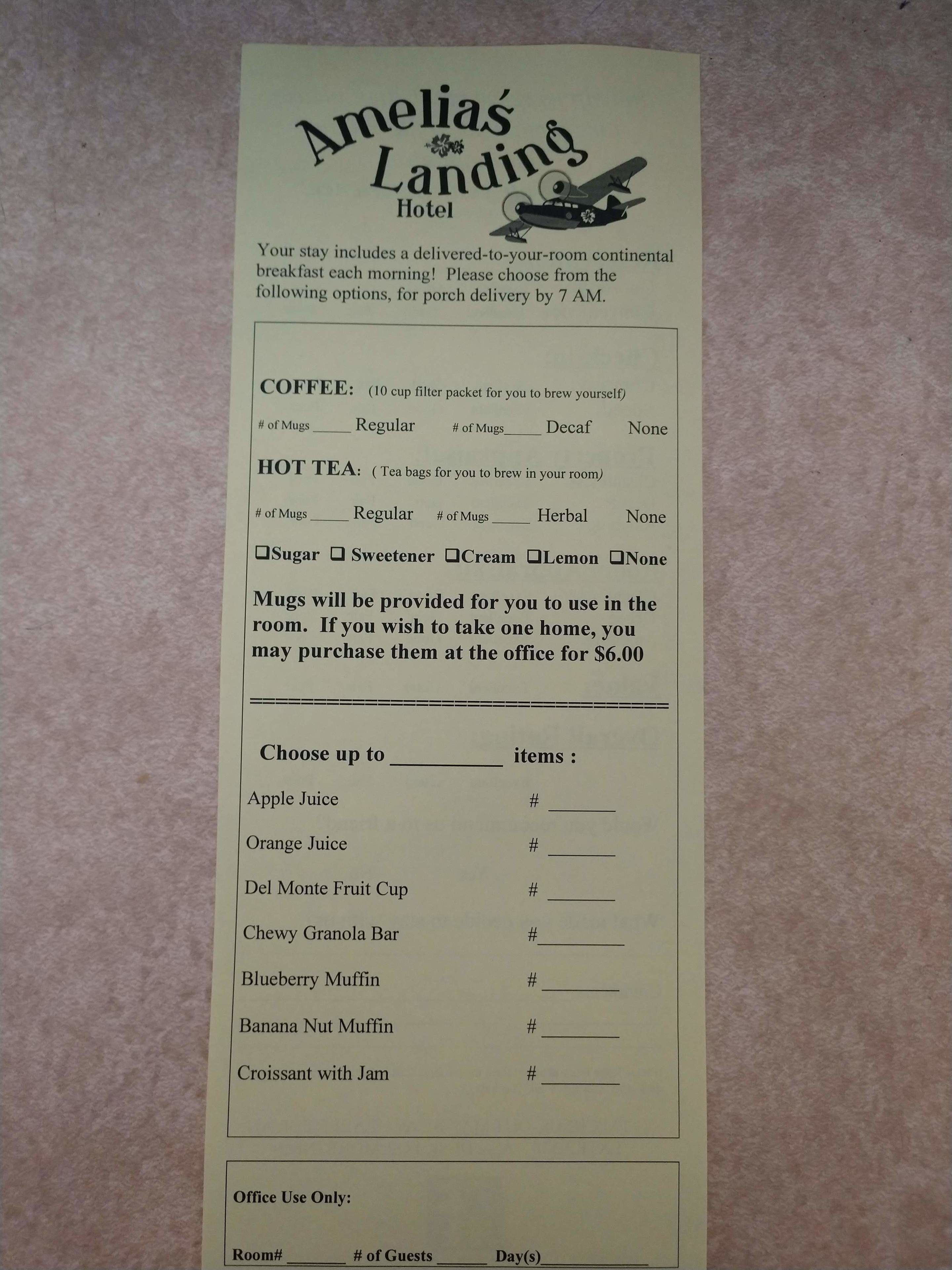 free daily continental breakfast