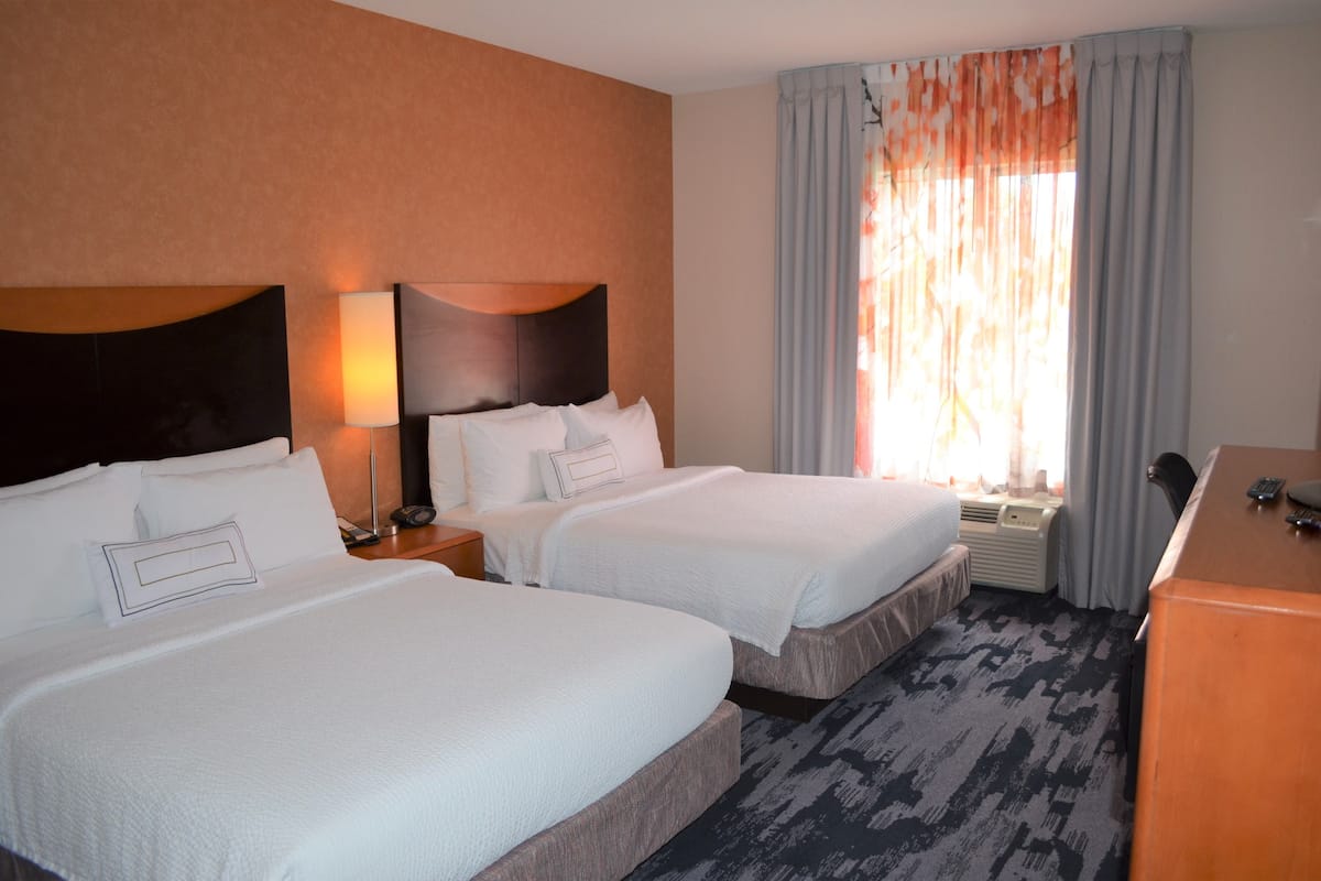 room, 2 queen beds, non smoking | premium bedding, pillow-top beds, desk, laptop workspace