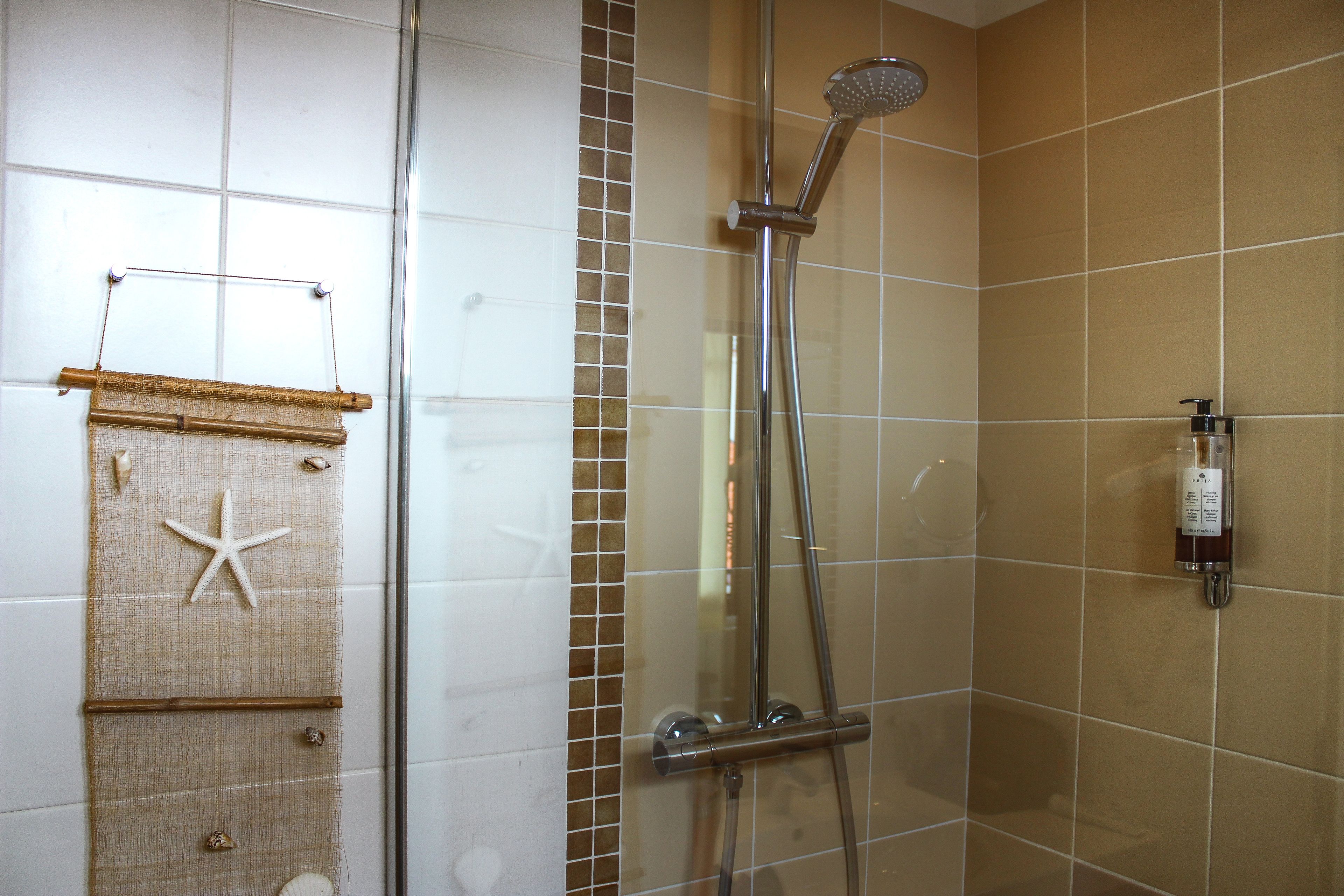 panoramic room, balcony, sea view | bathroom shower