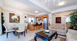 32-inch flat-screen TV with satellite channels, TV, DVD player