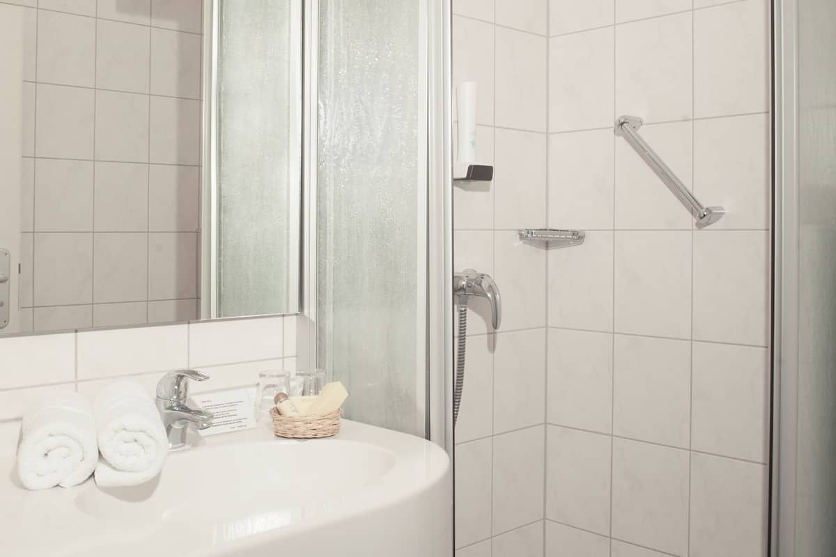 free toiletries, hair dryer, towels