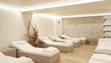Sauna, steam room, body treatments, aromatherapy, hot stone massages