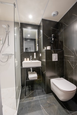 Combined shower/tub, free toiletries, hair dryer, towels. Citotel Stim'otel