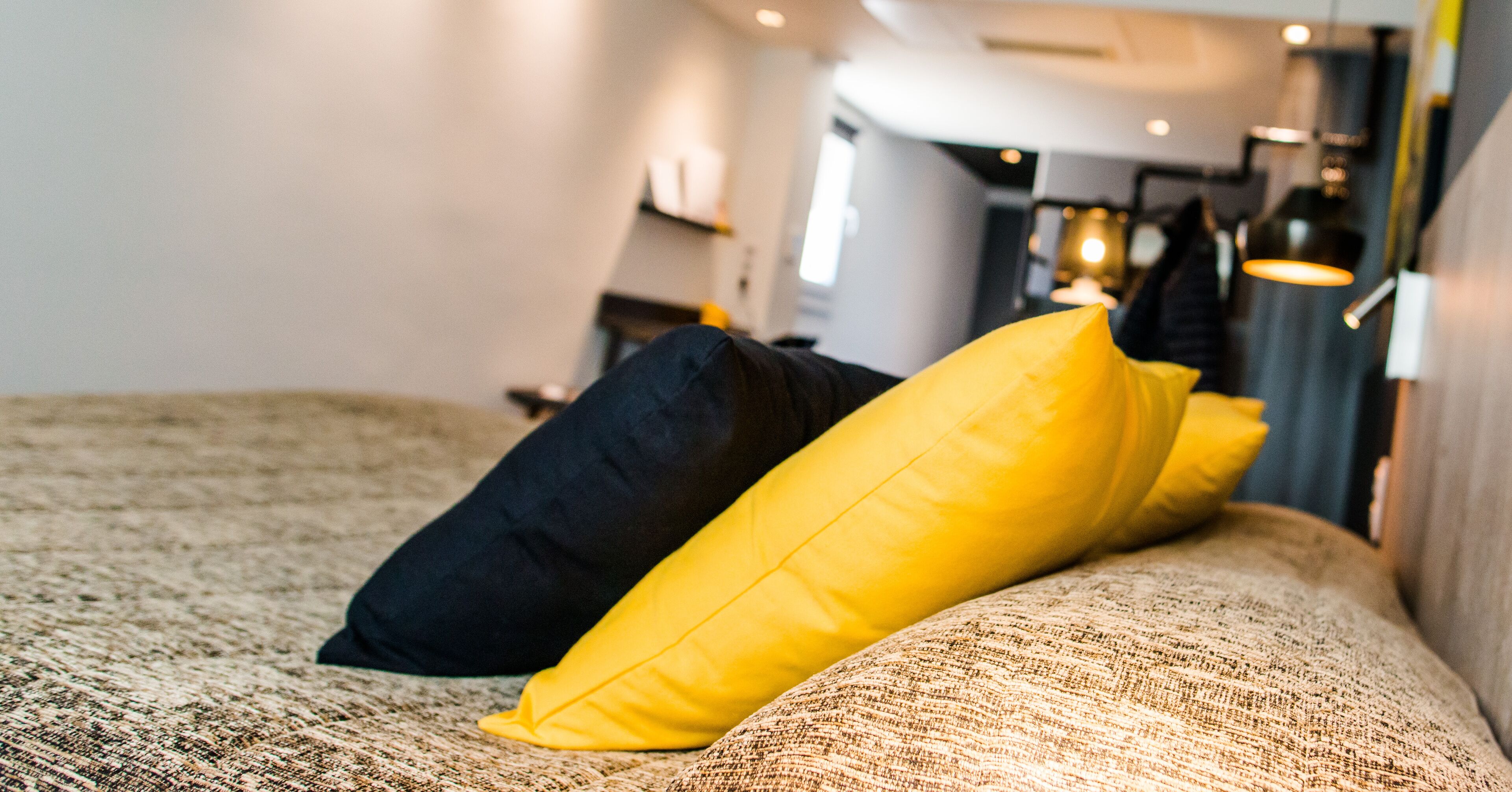 family room | desk, blackout curtains, soundproofing, iron/ironing board