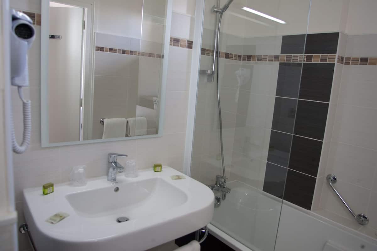 free toiletries, hair dryer, towels