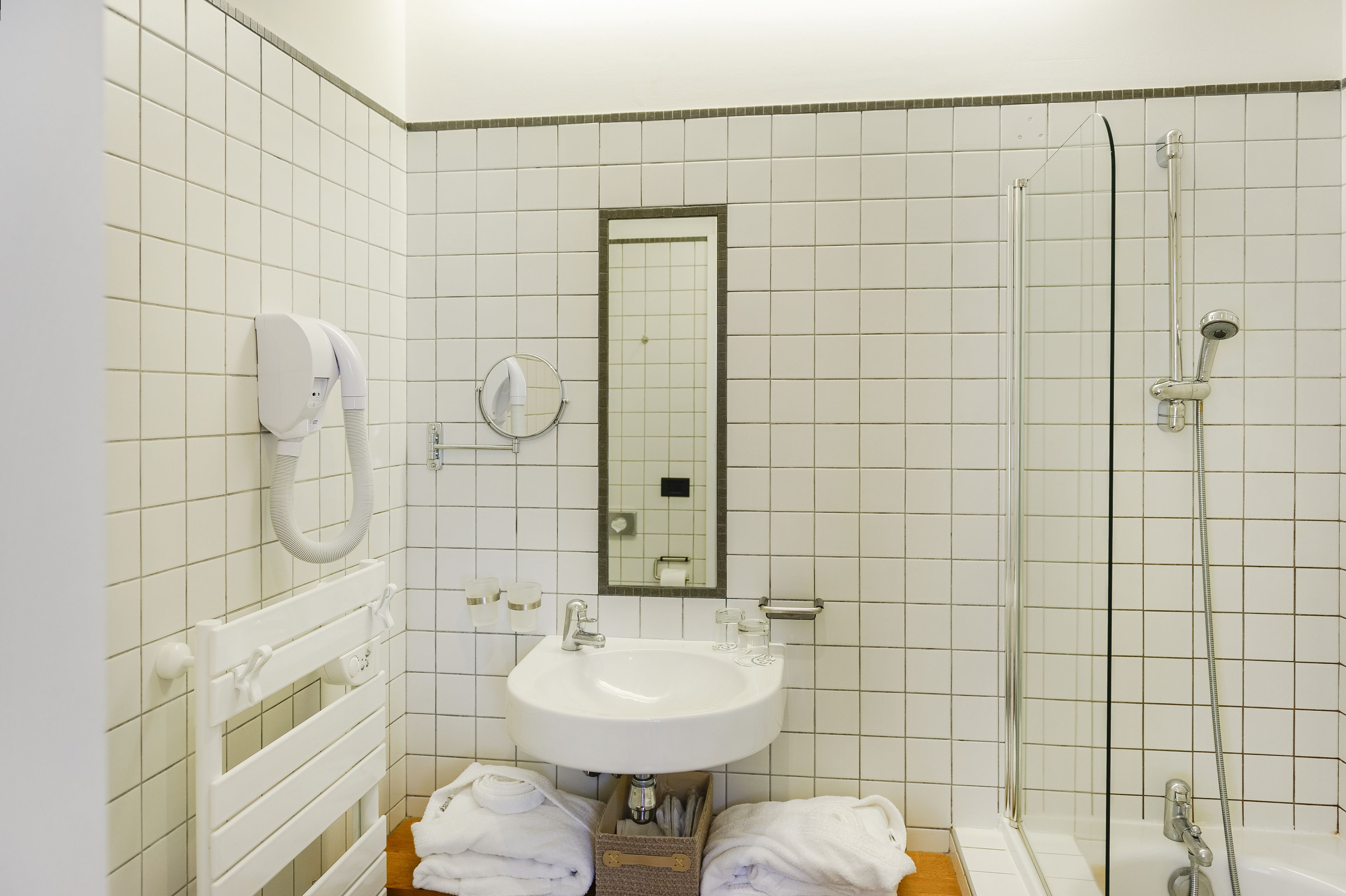 free toiletries, hair dryer, towels, soap