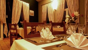 Dinner served, French cuisine, pool views