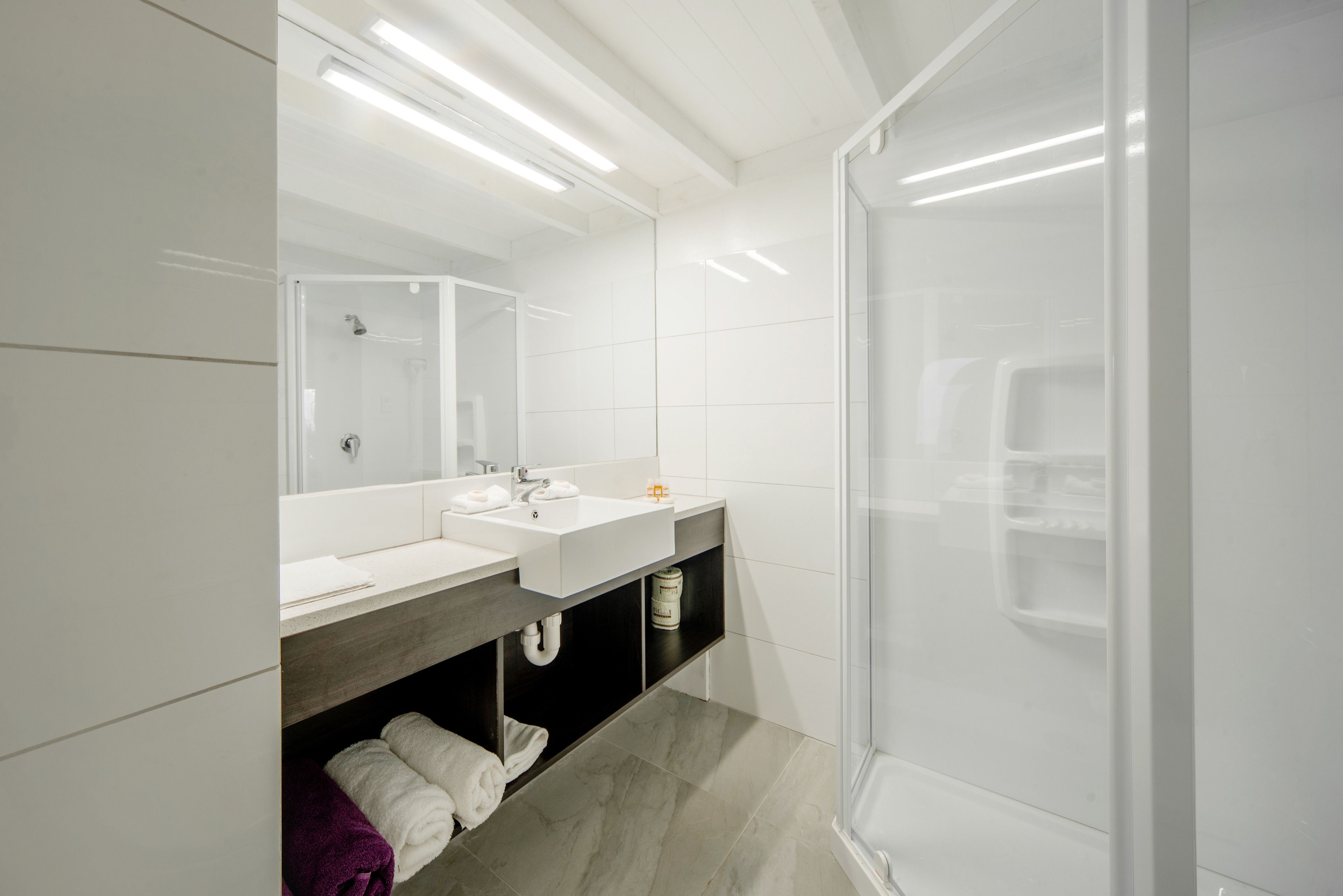 studio, beachfront | bathroom | shower, free toiletries, hair dryer, towels