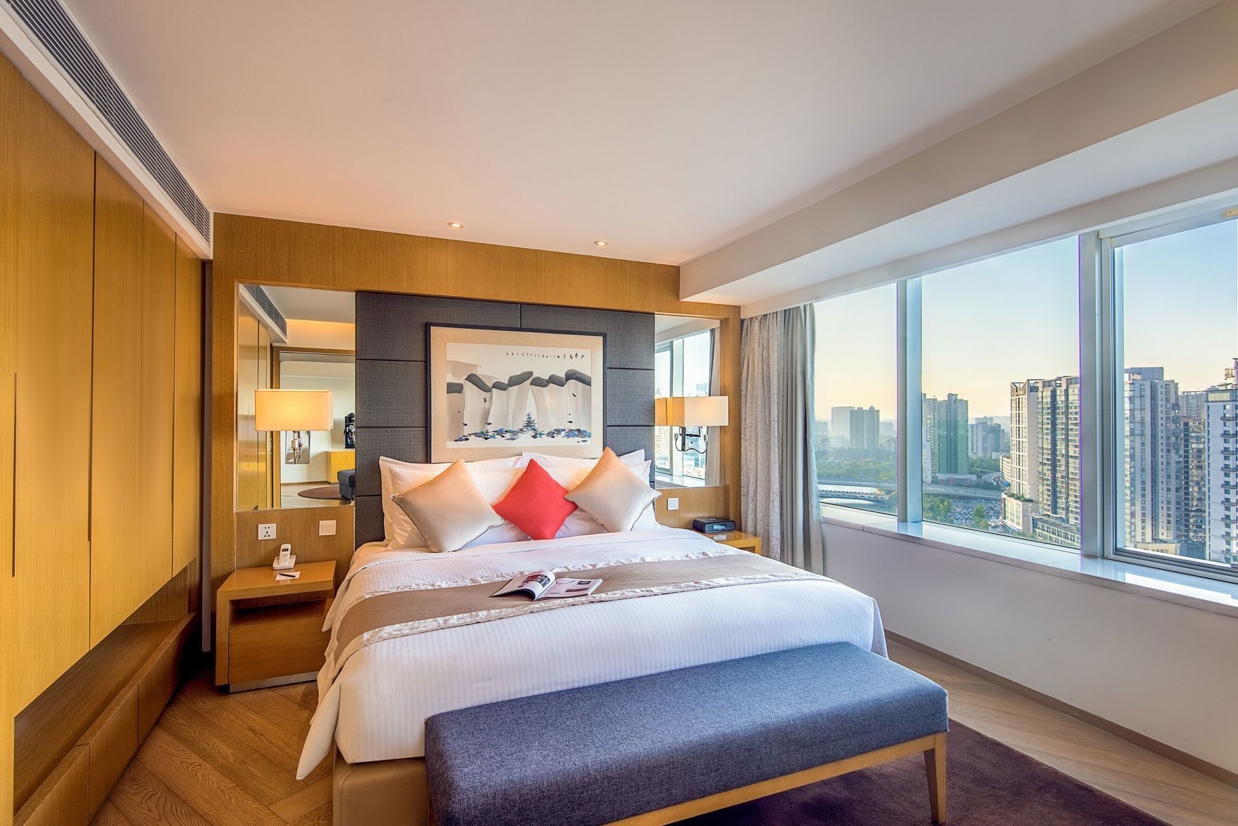 Premium bedding, down comforters, pillowtop beds, in-room safe