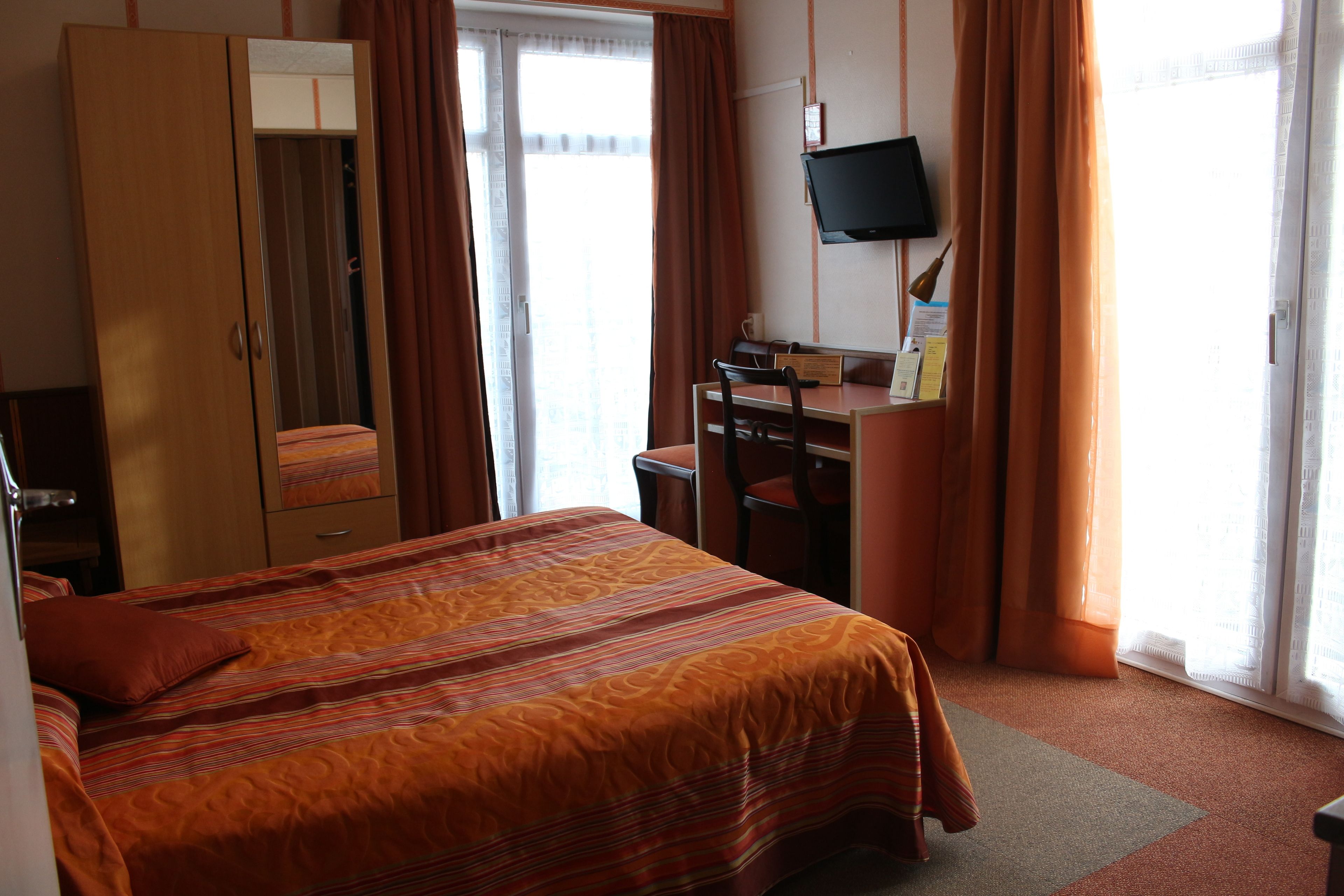 blackout curtains, iron/ironing board, free wifi, bed sheets