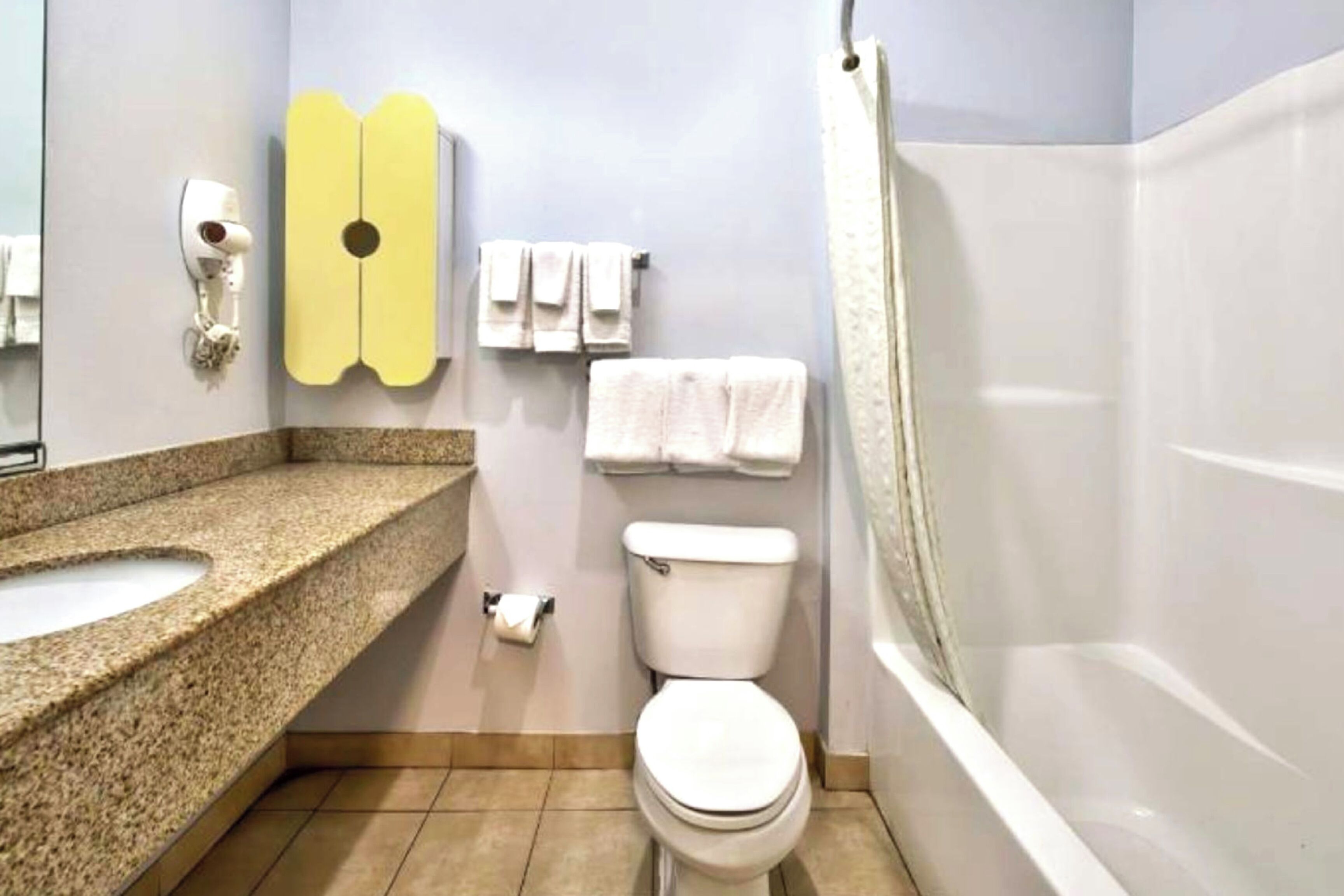 Shower, free toiletries, hair dryer (on request), towels