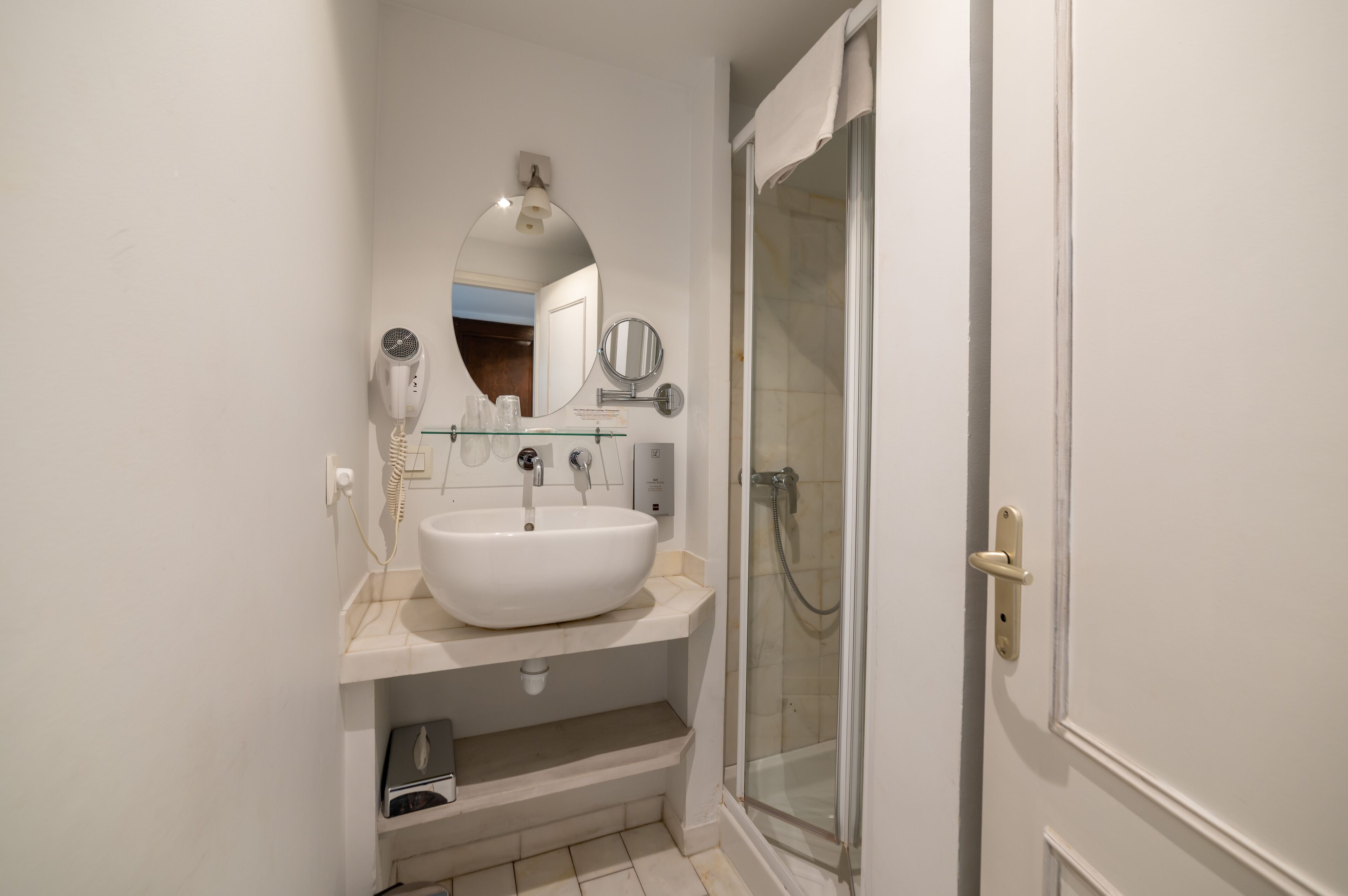 eco-friendly toiletries, hair dryer, towels, soap