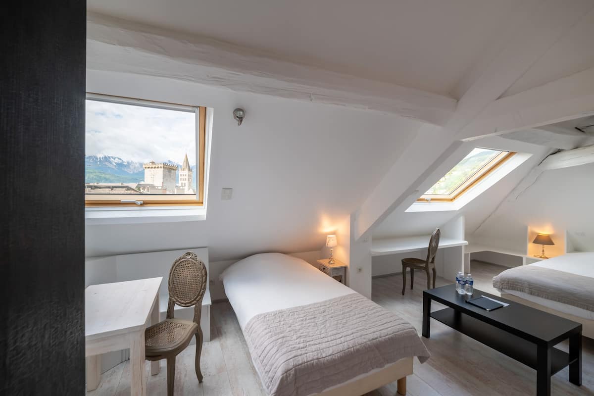 individually furnished, desk, laptop workspace, blackout curtains