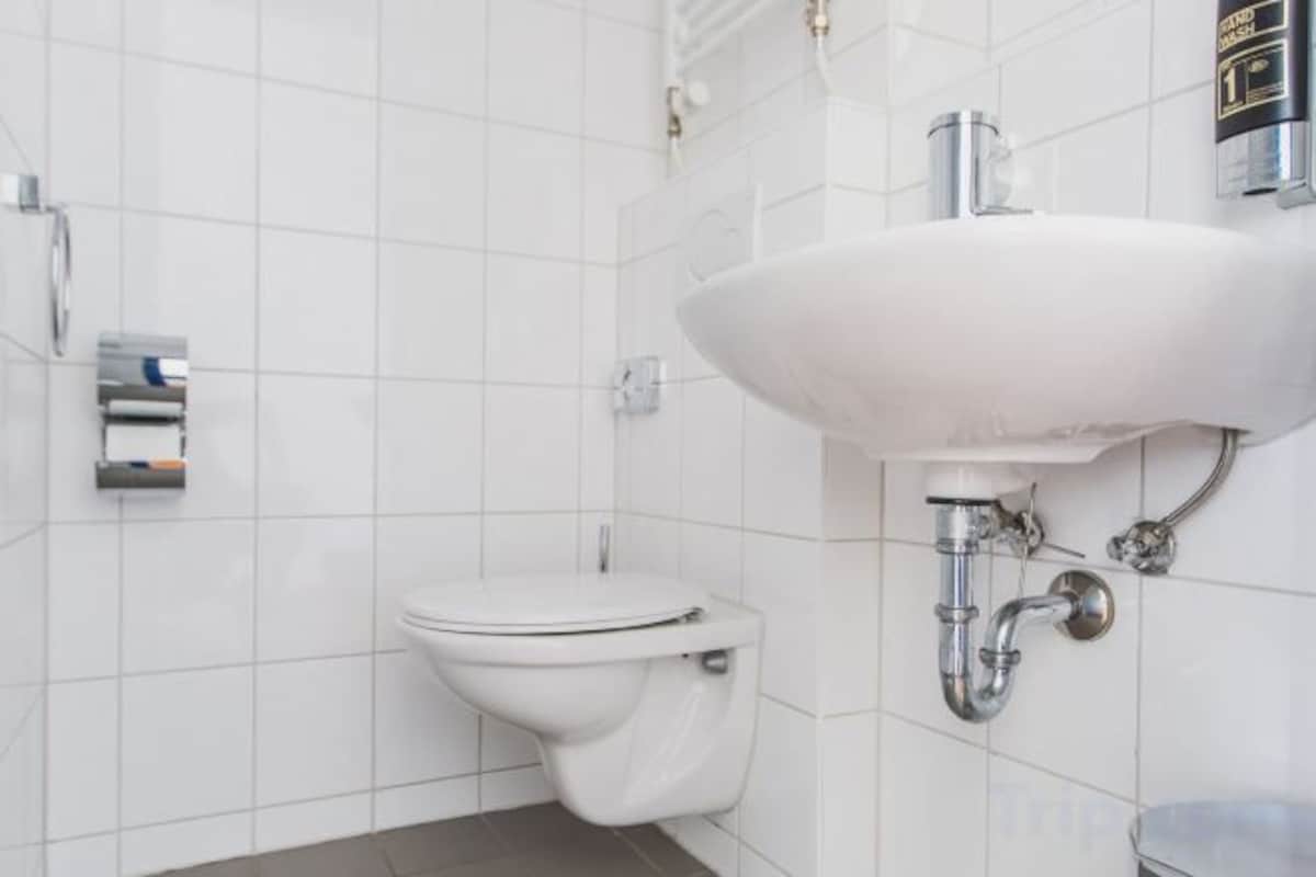 Ducha, secador de pelo, jabón, shampoo