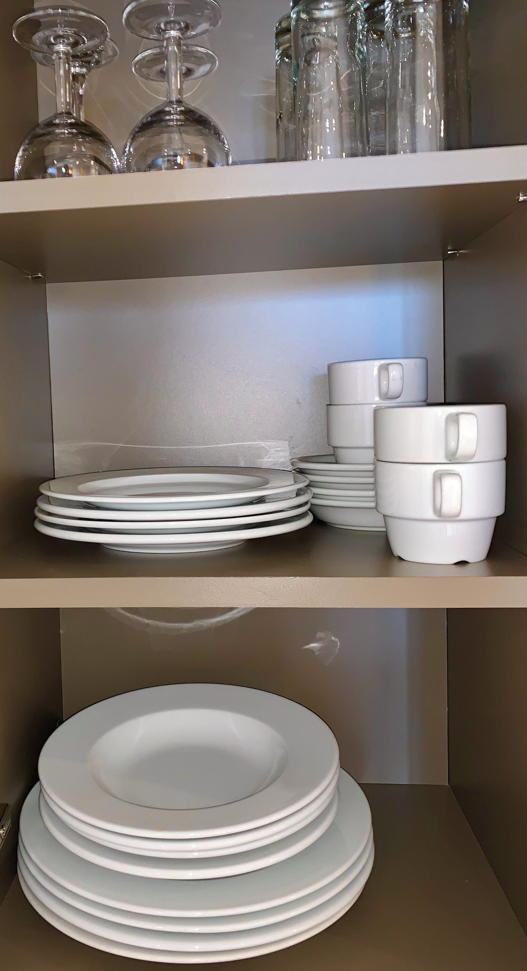 fridge, espresso maker, coffee/tea maker, electric kettle