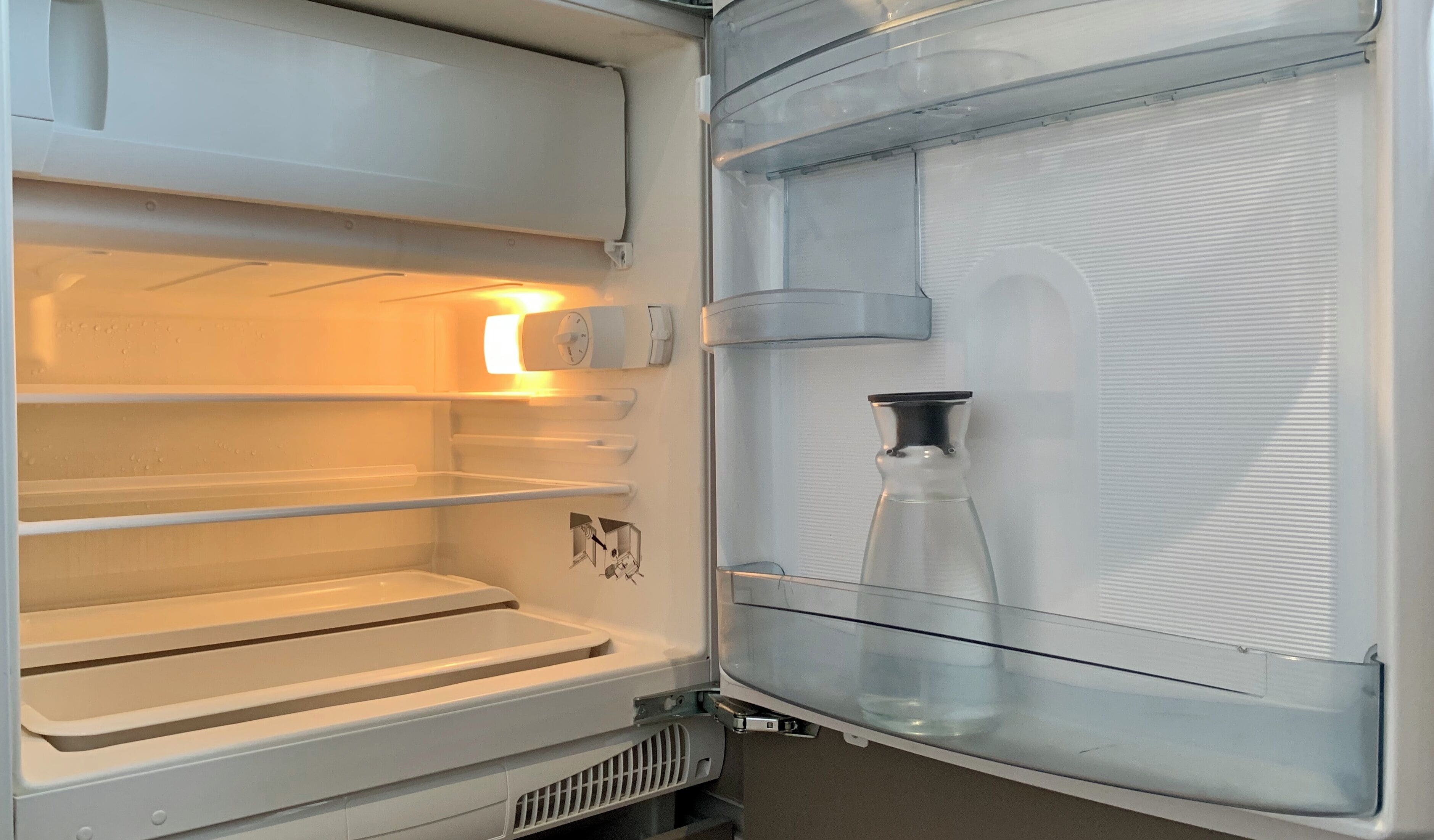 fridge, espresso maker, coffee/tea maker, electric kettle