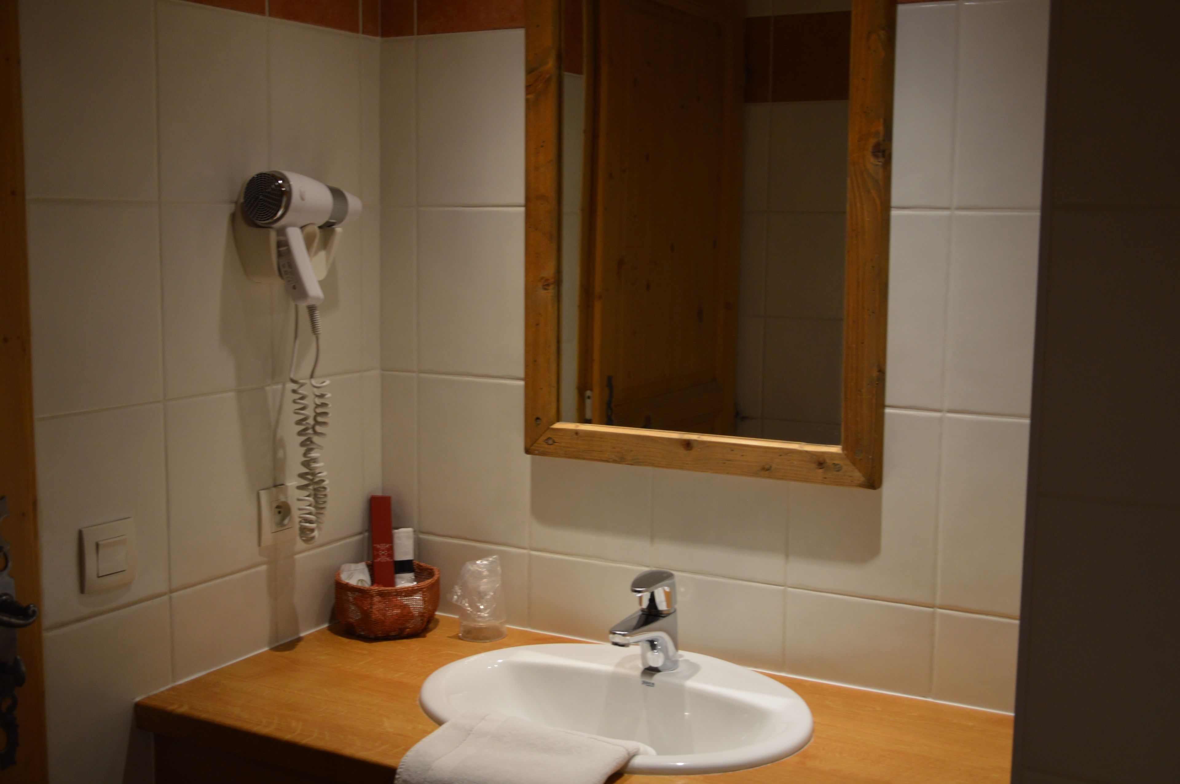 free toiletries, hair dryer, towels