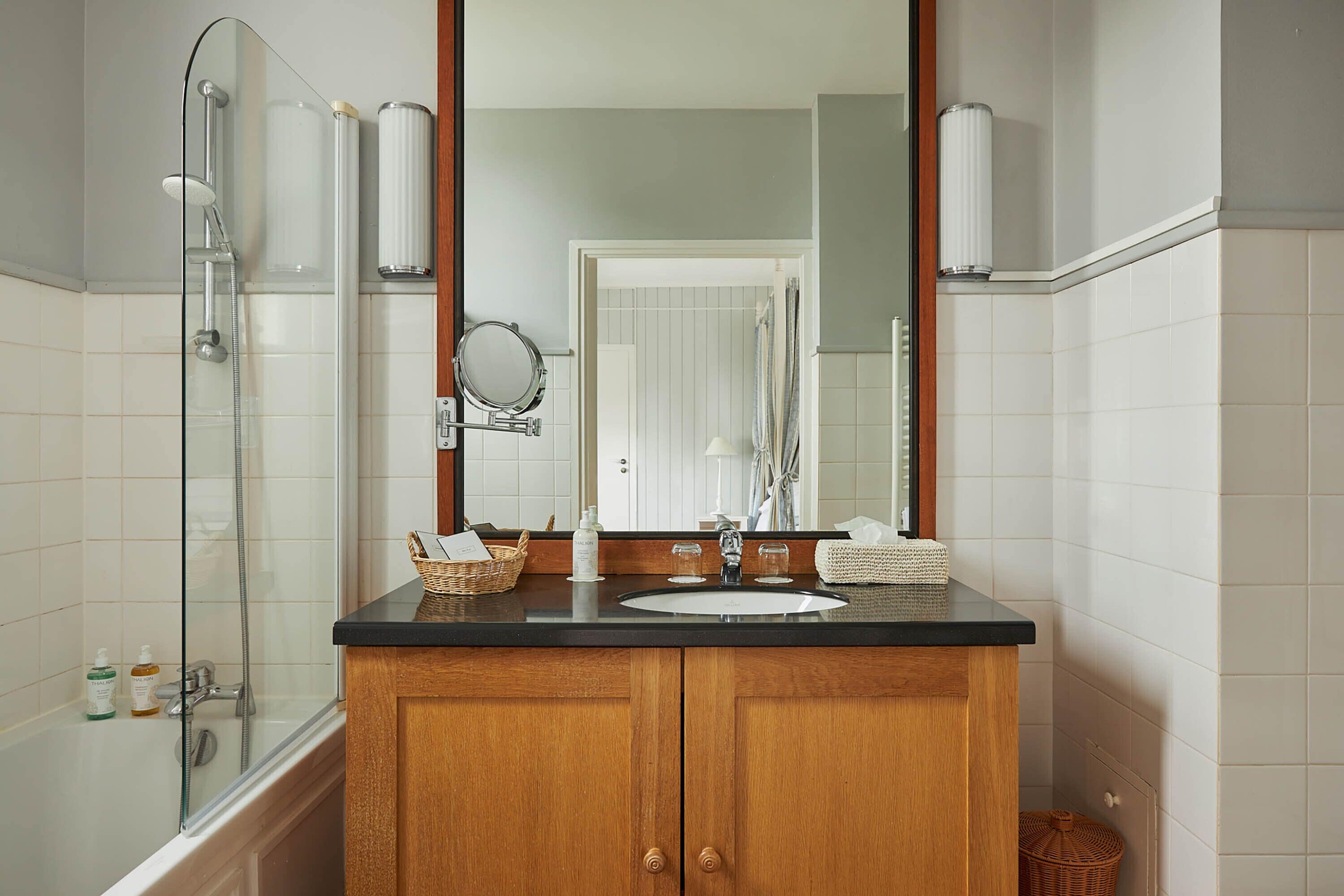 free toiletries, hair dryer, slippers, towels