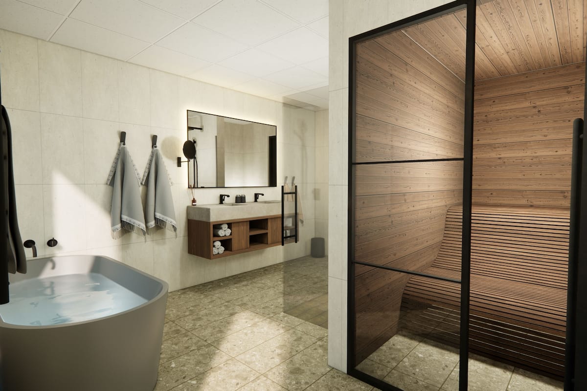 Deluxe Suite, Sauna, Lake View | Bathroom | Separate tub and shower, hair dryer, bathrobes, towels