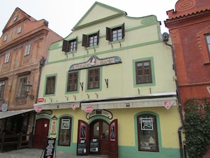 Front of property - evening/night - Pension Marie (Cesky Krumlov)