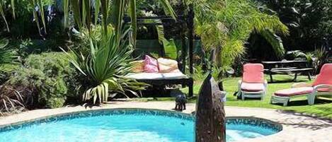 Outdoor pool, sun loungers