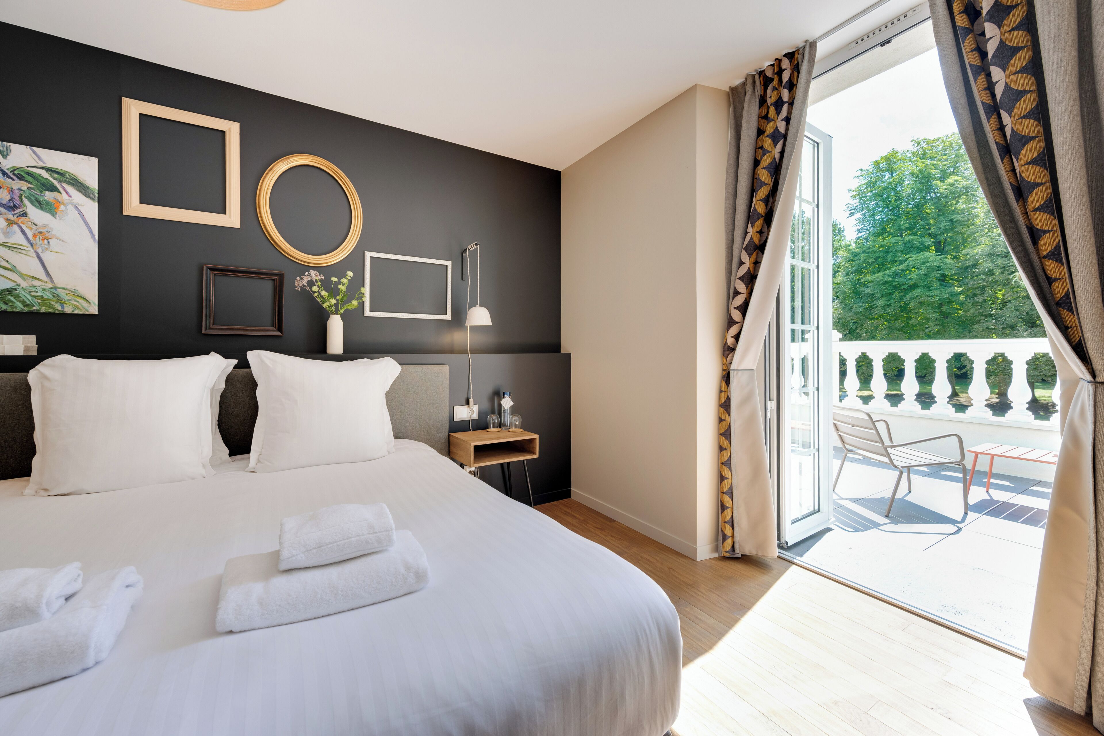 Premium bedding, desk, soundproofing, iron/ironing board