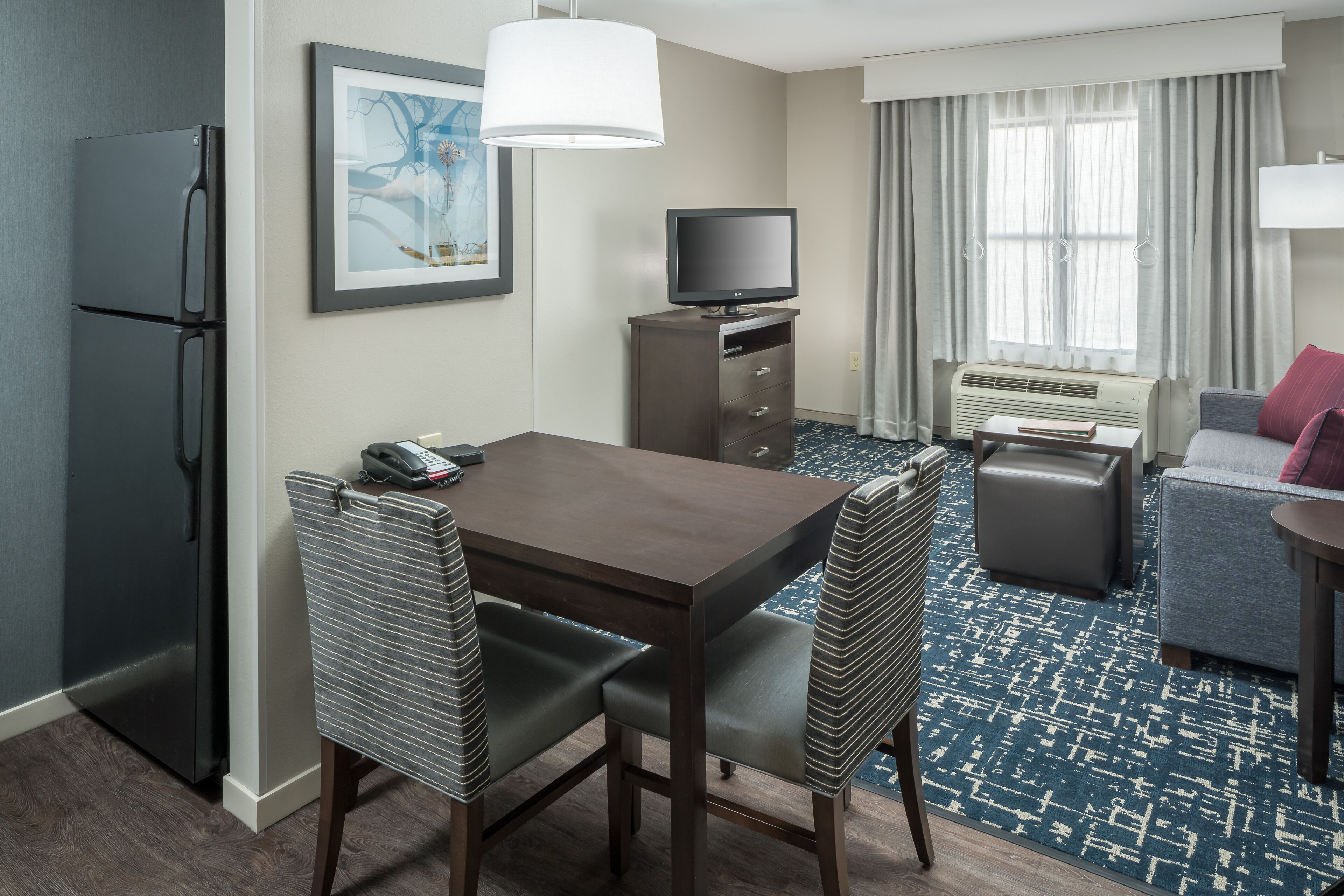 40-inch flat-screen tv with satellite channels, tv, dvd player