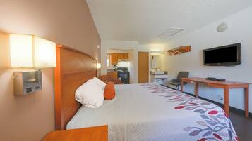 Premium Room, 1 King Bed, Kitchenette | Desk, iron/ironing board, free WiFi, bed sheets