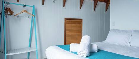 Deluxe Double Room, 1 Queen Bed, Private Bathroom, Ocean View | Iron/ironing board, free WiFi, bed sheets
