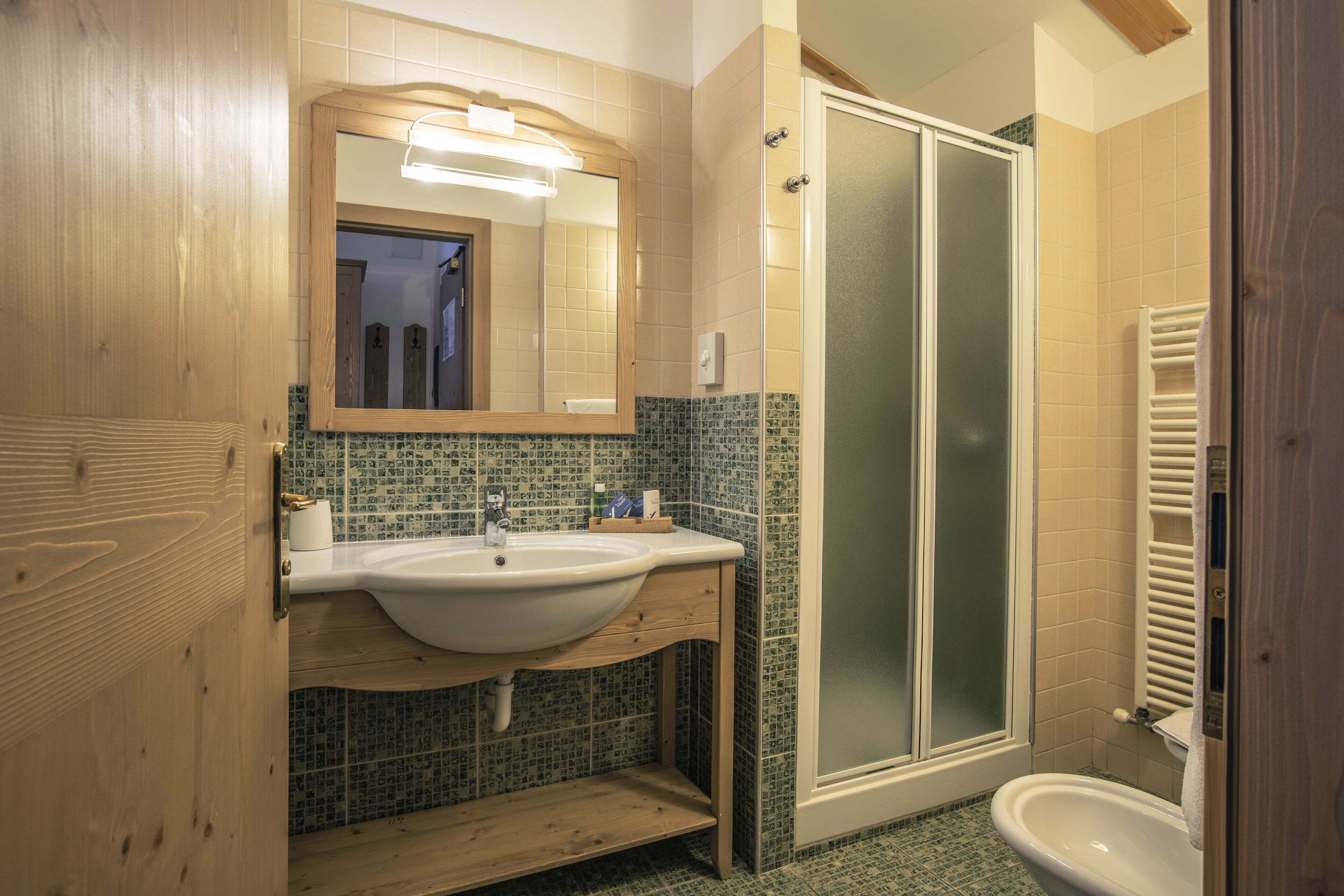 hair dryer, bidet, towels