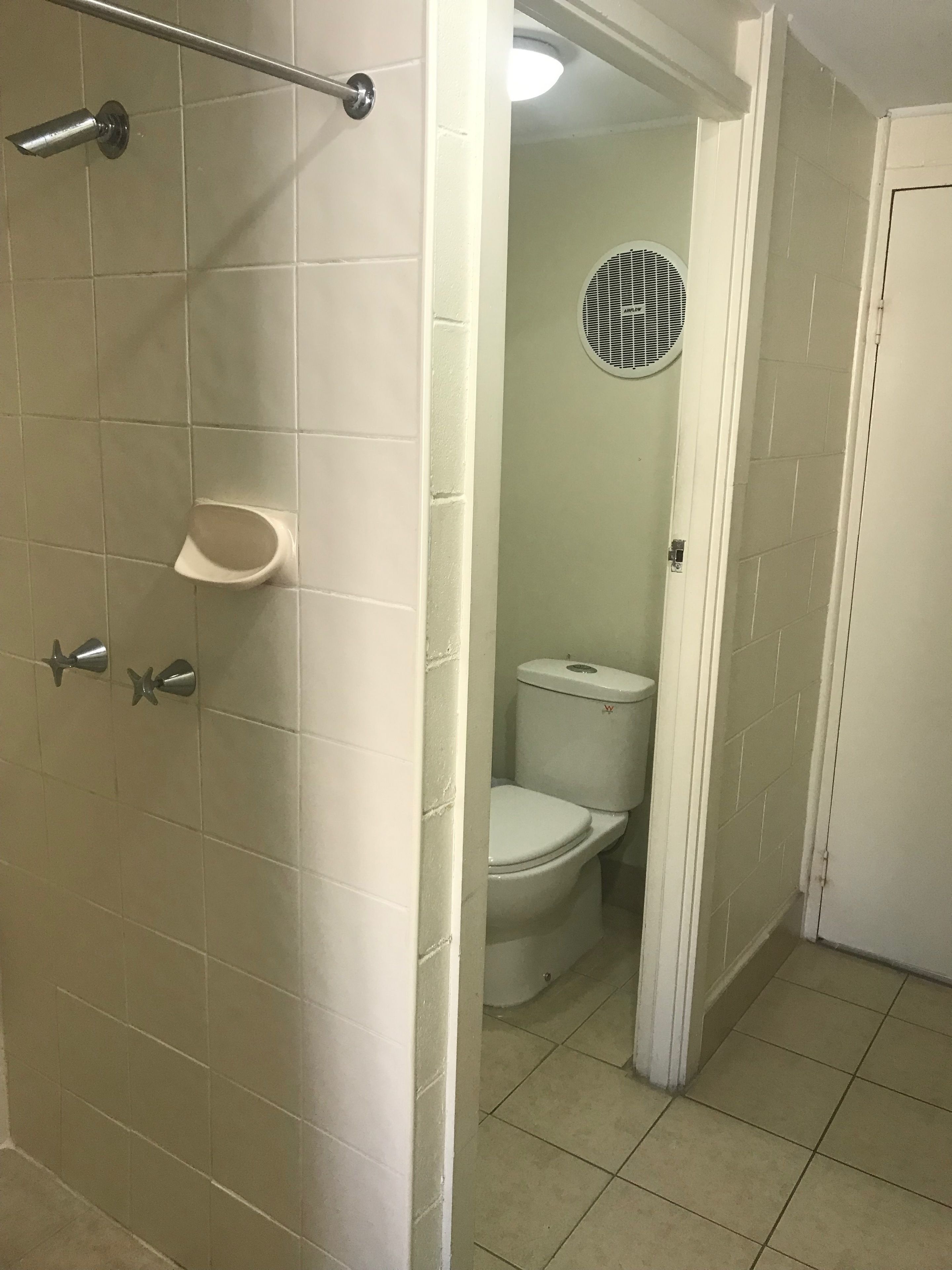 economy double  | bathroom | shower, hair dryer, towels